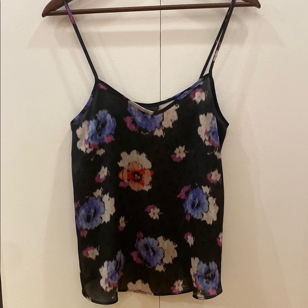 Topshop Black Camisole with Purple and White Floral Print